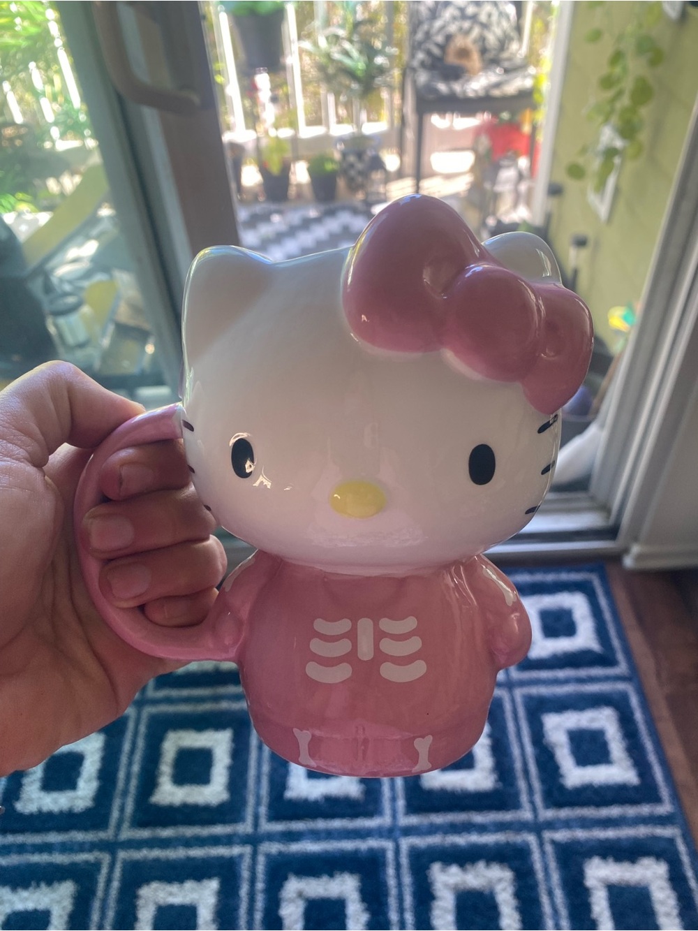 Hello Kitty Pink and White Ceramic Mug with Bow Handle